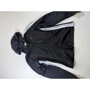 Nike Black Hooded Athletic Jacket with Light Blue and White